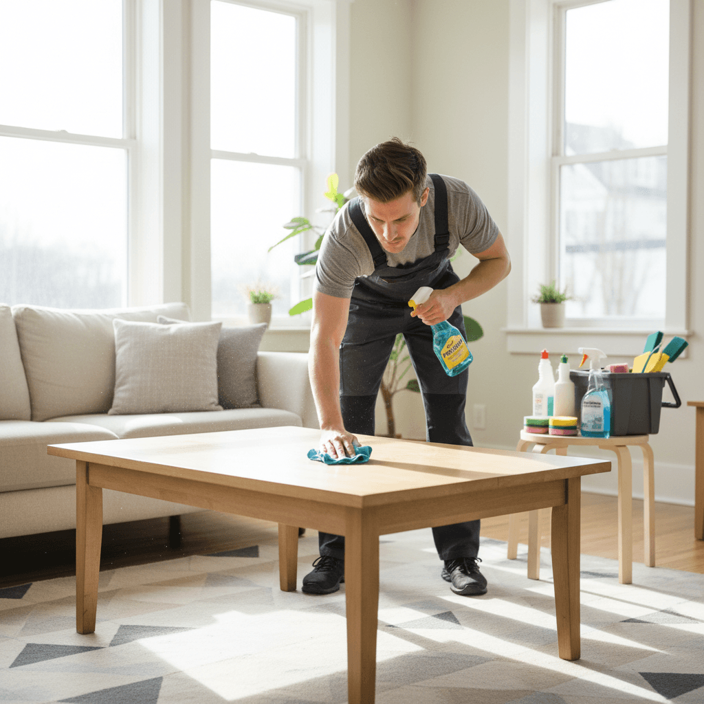 Same-day turnover cleaning in progress