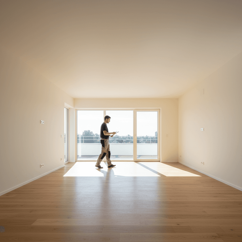 Specialist reviewing empty property ready for lease