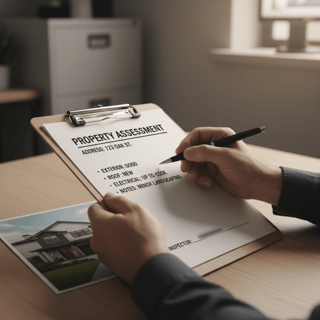 Asset manager reviewing property inspection notes