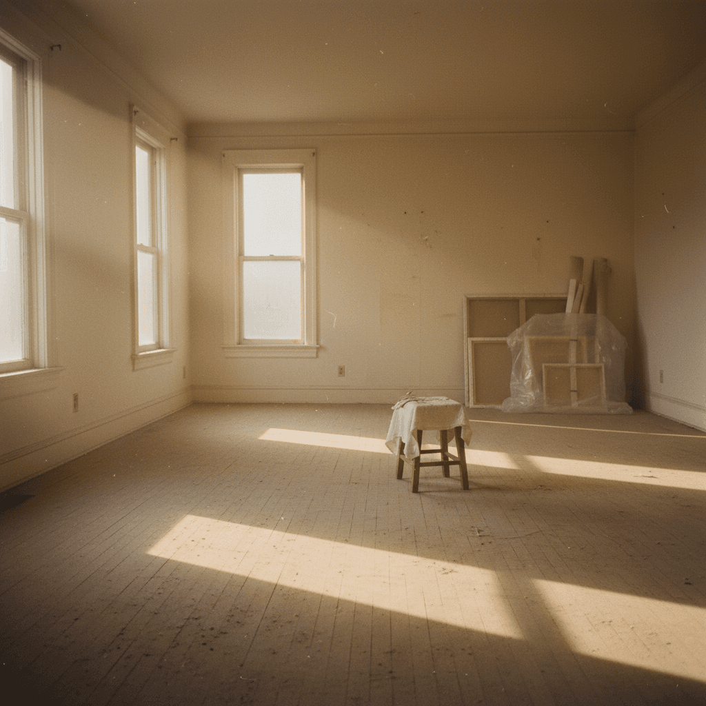 Vacant property interior showing dust and neglect