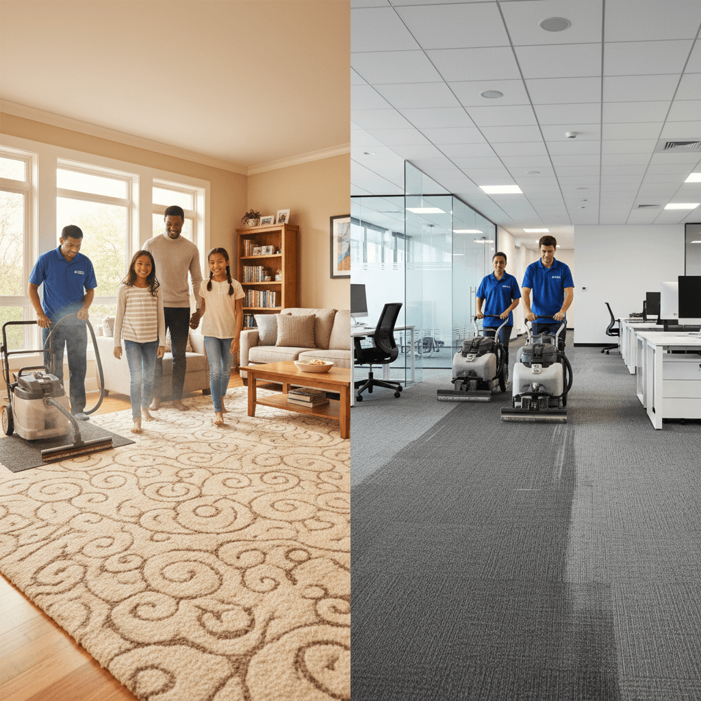 Carpet cleaning service in both residential home and commercial office settings