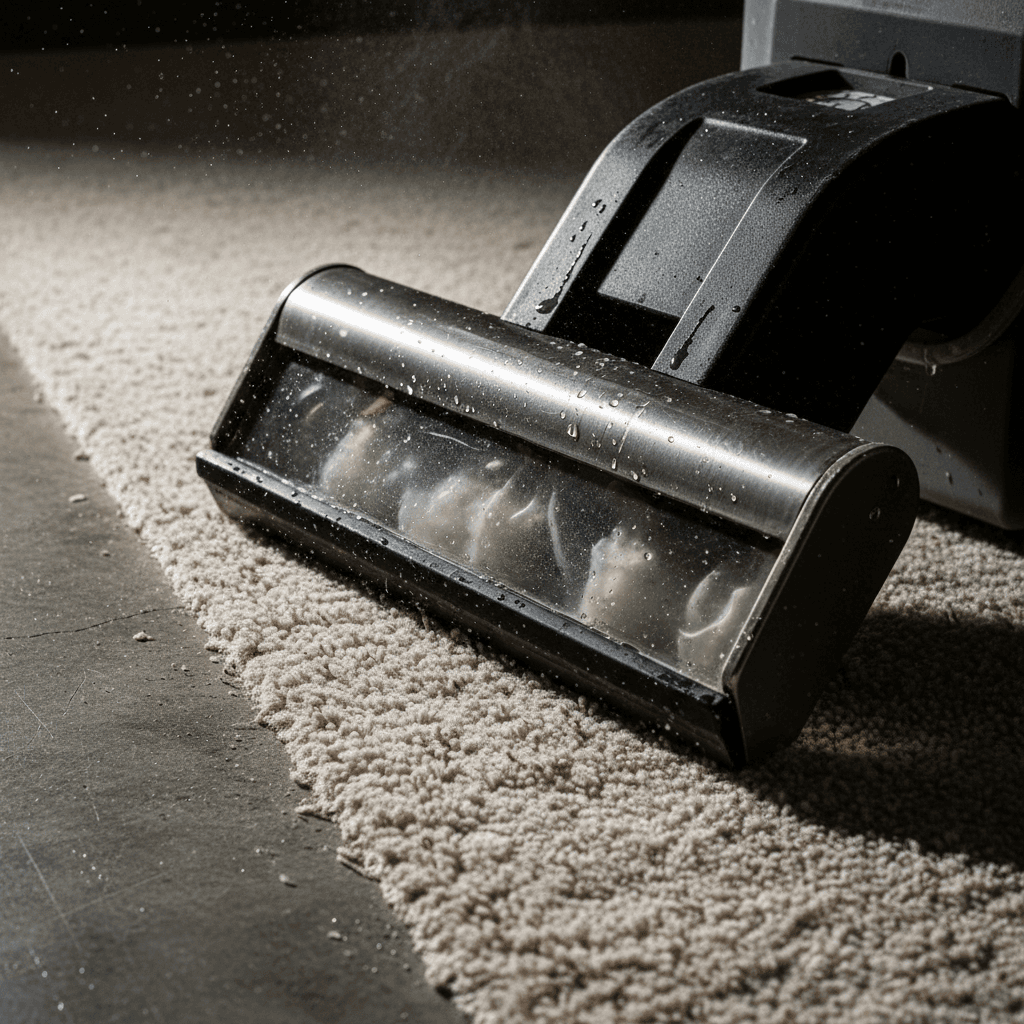 Deep carpet cleaning extraction in progress