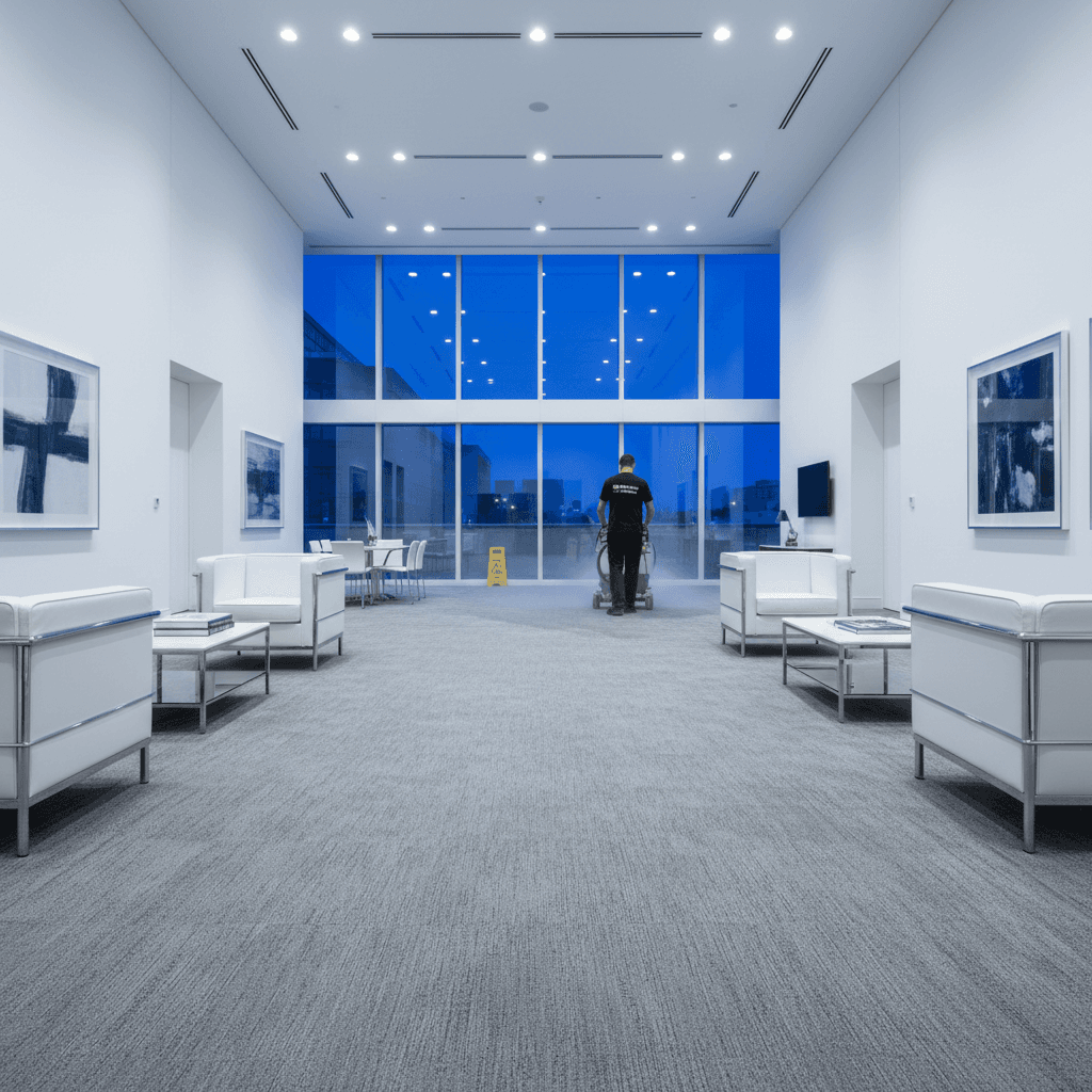 Commercial carpet cleaning in modern office building