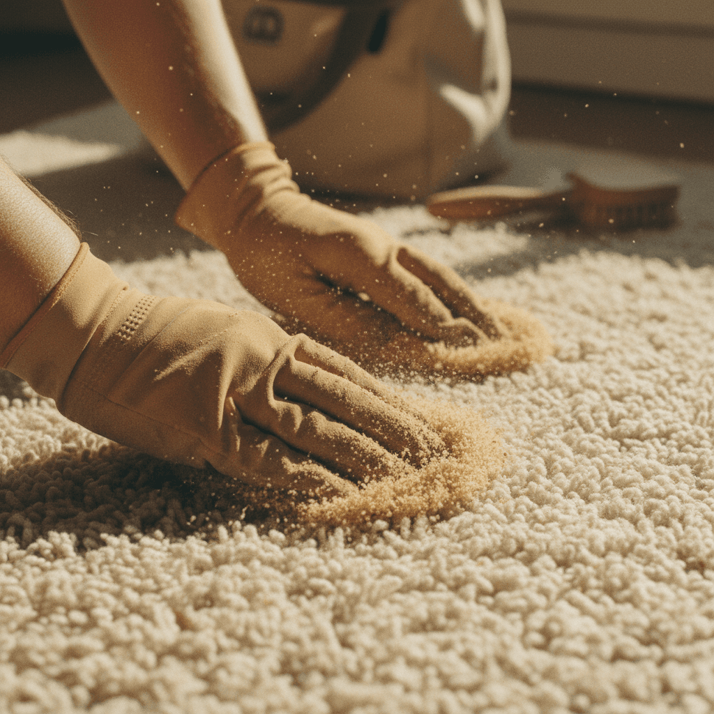 Dry cleaning technique for delicate carpet fibers
