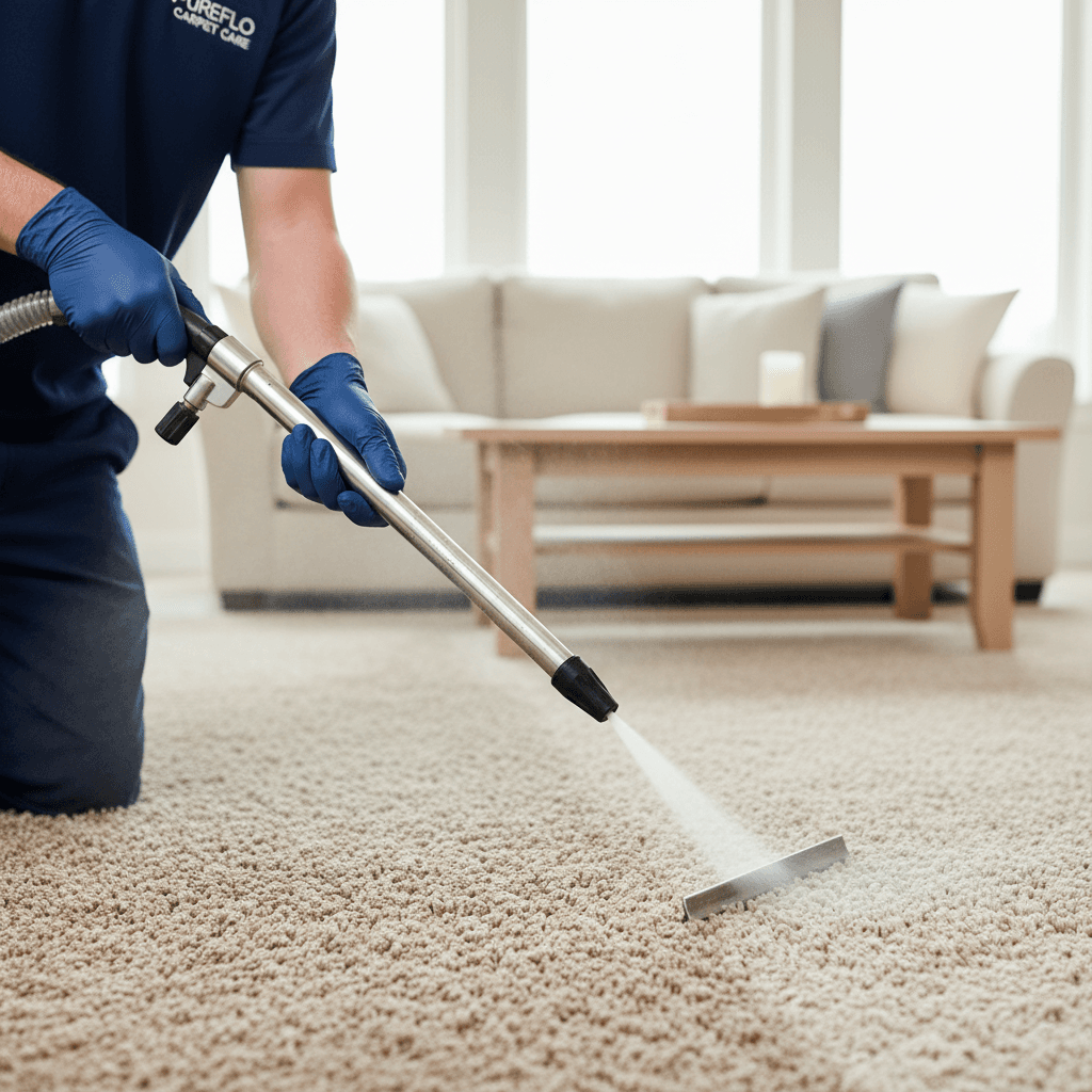 Professional carpet cleaning equipment in action
