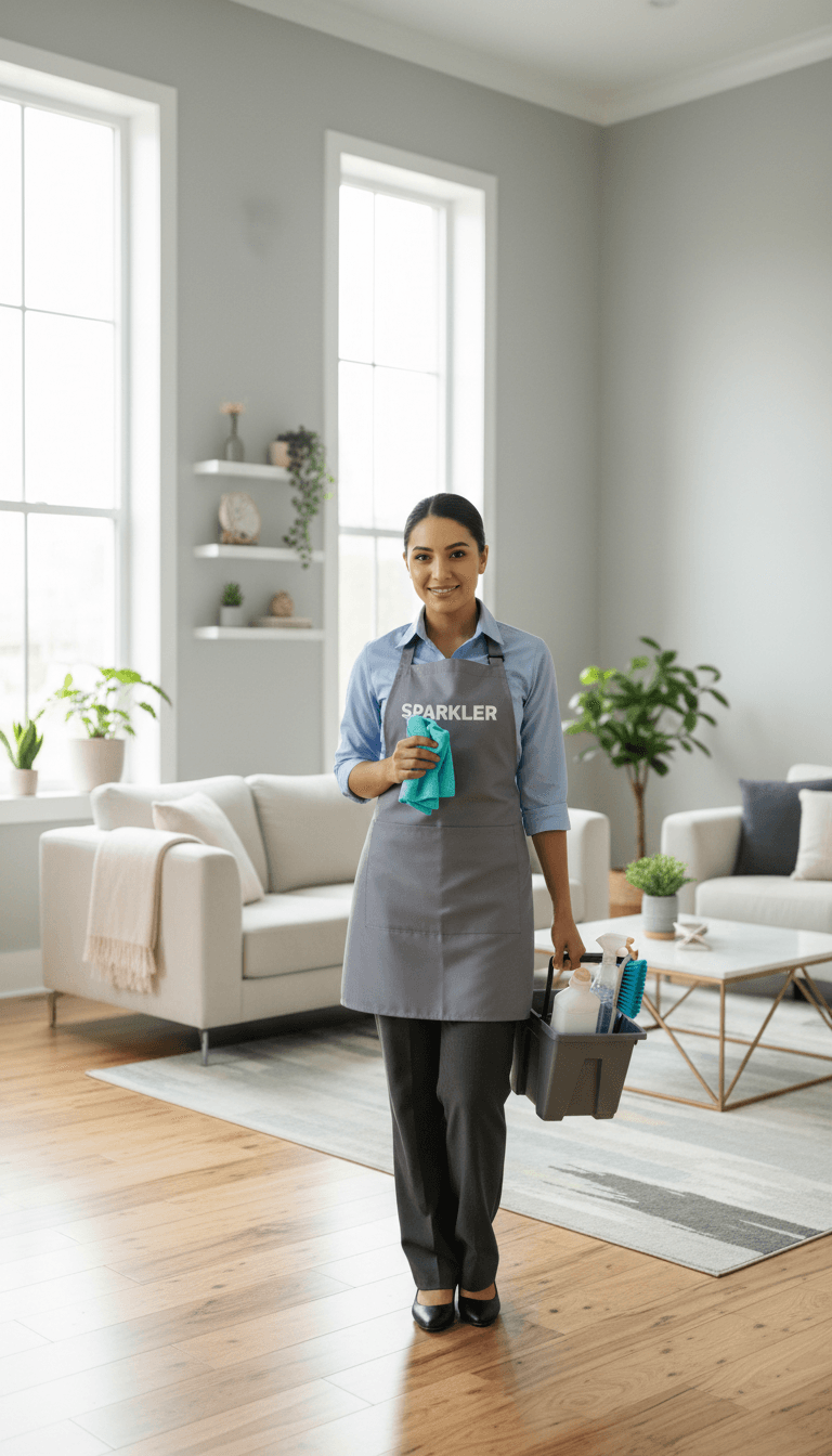 Professional cleaning team member in Atlanta ready to work